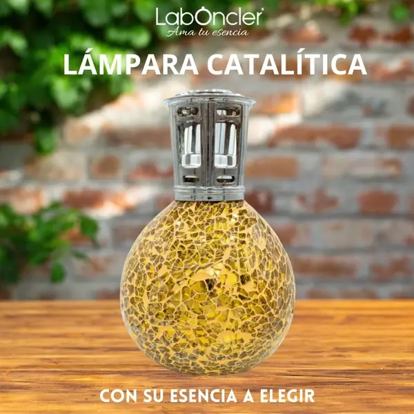 LÁMPARA CATALÍTICA DORADA + ESENCIA