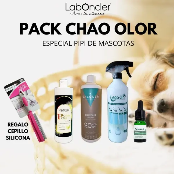 PACK CHAO OLOR: FREGASUELOS + CREMA OXIDANTE + ESENCIA EUCALIPTO + DIFUSOR + CEPILLO TEXTIL