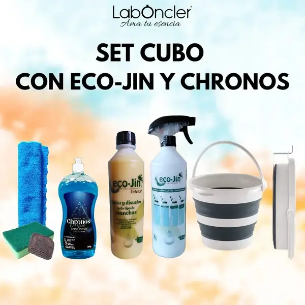 SET CUBO PLEGABLE + CHRONOS + ECO-JIN + DIFUSOR + BAYETA MICROFIBRA + ESTROPAJO CON ESPONJA + ESTROPAJO JABONOSO