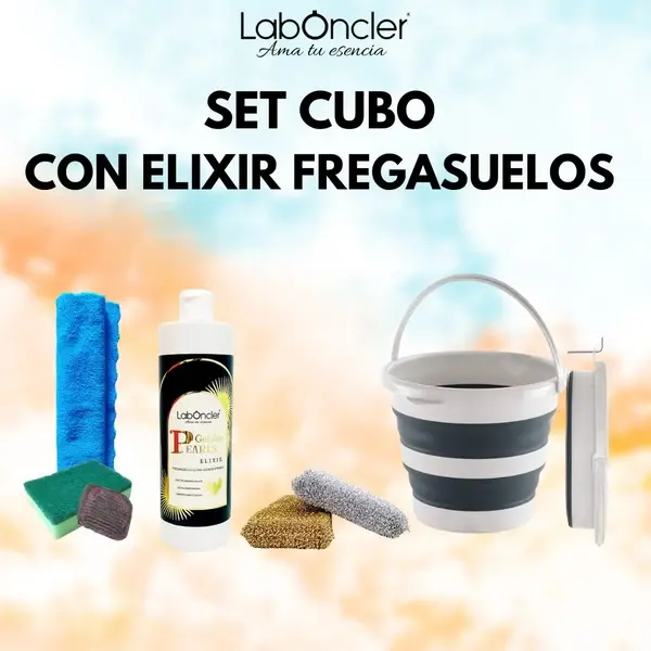 SET CUBO PLEGABLE +FREGASUELOS+BAYETA MICROFIBRA+ESTROPAJO CON ESPONJA + ESTROPAJO JABONOSO +2 ESPONJAS ANTIRRAYADURAS