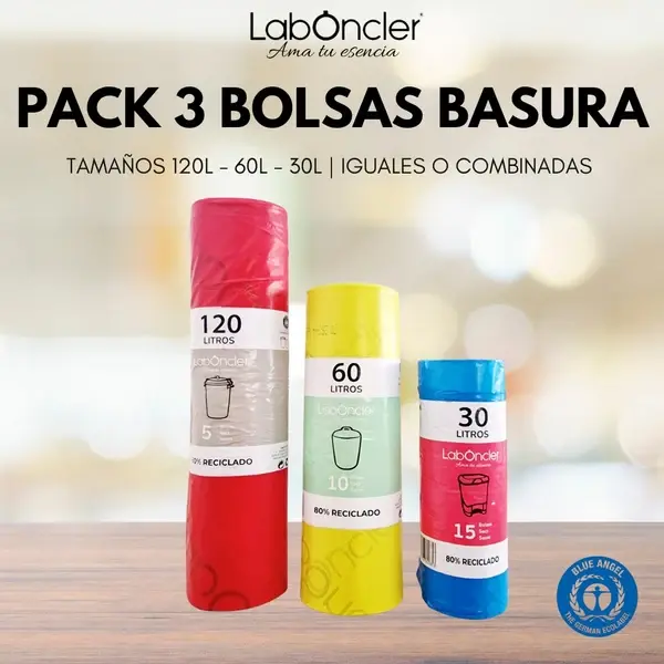 PACK 3 BOLSAS BASURA